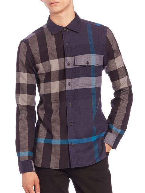 burberry brit signature plaid shirt|Burberry flannel shirt men's.